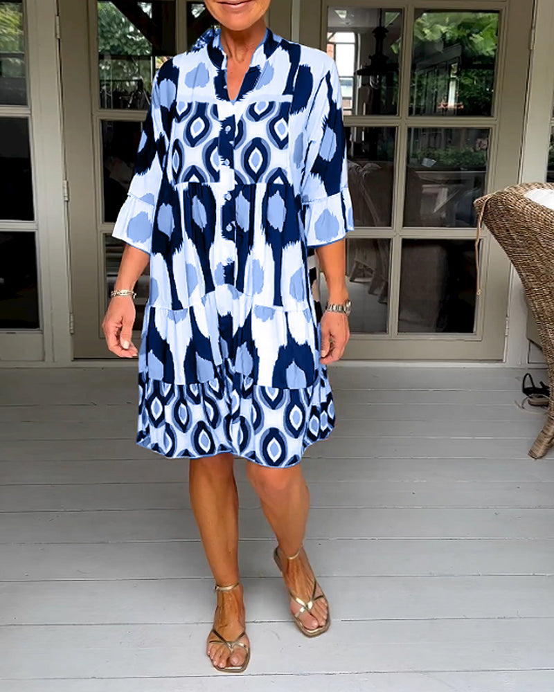 INGRID | PRINTED DRESS WITH 3/4 SLEEVES